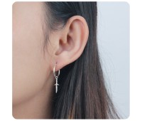 Little Sword Shaped Silver Hoop Earring HO-2531